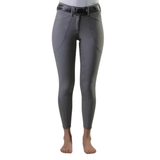 Gray leggings with a belt on a white background