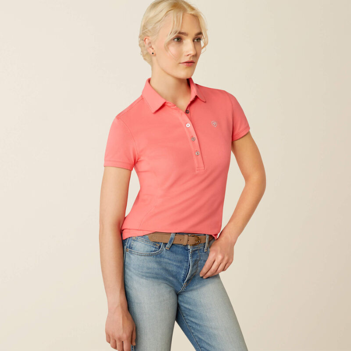 Ariat Womens Prix 3.0 Short Sleeve Polo in Coral Paradise