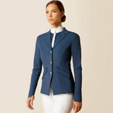 Rider wears the Ariat Meridian Show Jacket in Dark Denim