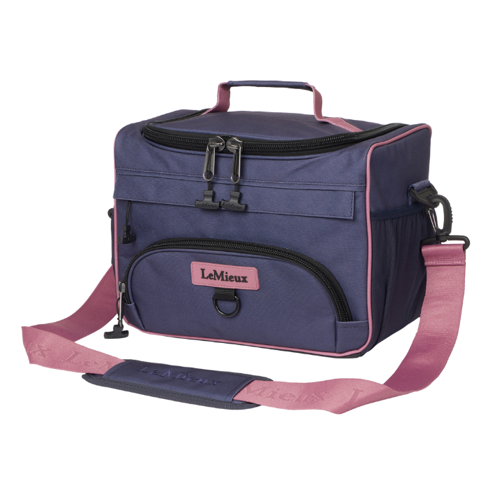 The LeMieux Prokit Lite Grooming Bag in Dusk Blue with pink features