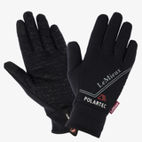 LeMieux AW26 Polartec Gloves Varient Black. Black gloves with visible grips on the inside and LeMieux detailing. 