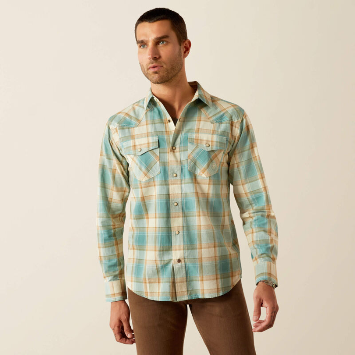Ariat Mens Hardin Retro Western Shirt in Turquoise