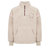 LeMieux AW26 Young Rider Jody Teddy Fleece Variant Colour Stone. A fleece top with quater zip and 'LEMIEUX' brand name on white background.