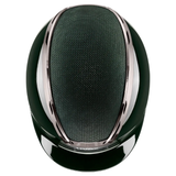 Black shiney riding helmet on white background