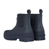 LeMieux AW26 Bramshaw Chelsea Welly Varient Navy. A pair of dark navy blue rubber rain boots with 'LeMieux' on back, shown from a three-quarter rear angle on a white background.