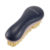 LeMieux AW26 Body Brush Varient Navy. LeMieux brush with a dark navy blue ergonomic handle, natural beige bristles, and a light pink inner trim, shown on a white background.