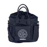 Navy horse grooming bag with two handles and a white Eskadron label against a white background. 