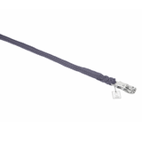Gray rope with metal clasp on white background