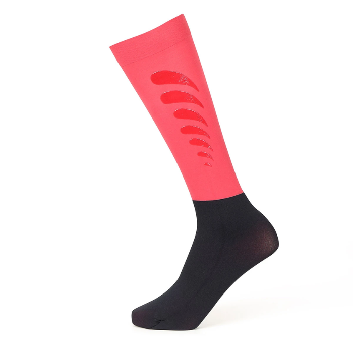 Coral and black sock 'Aubrion' on white background