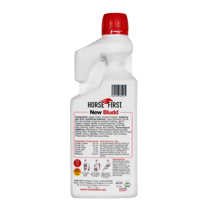 Bottle of Horse First New Bludd on a white background