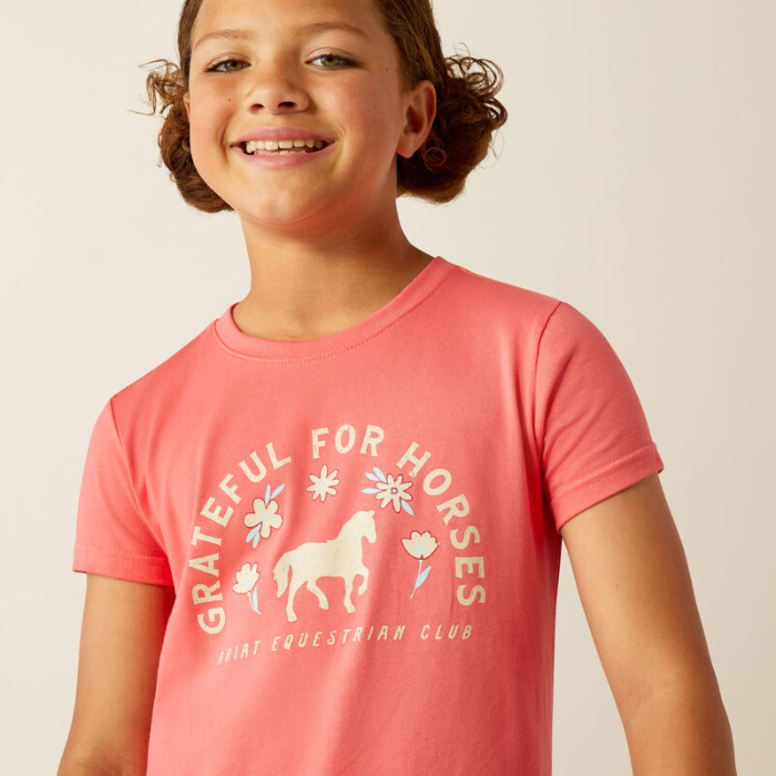 Ariat Youth Grateful Short Sleeve T-Shirt in Coral Paradise