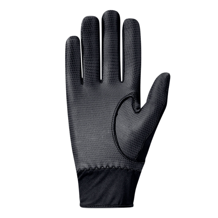 A single black athletic glove with a textured grip pattern and a reinforced palm area, shown against a plain white background.