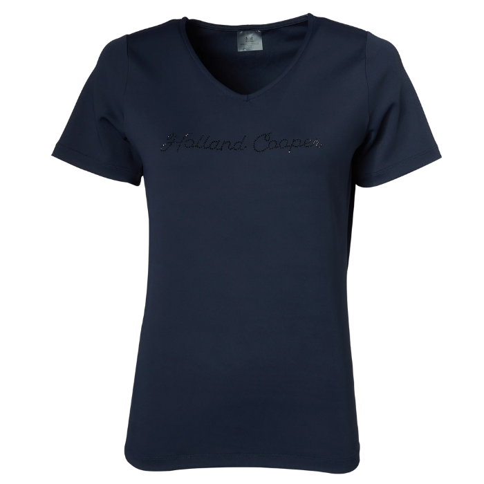 Holland Cooper Ladies Training V-Neck Tee in Ink Navy