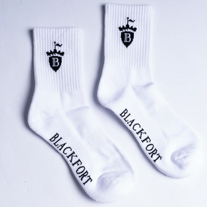 Blackfort Sport Crew Socks in White/Black