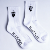 Blackfort Sport Crew Socks in White/Black