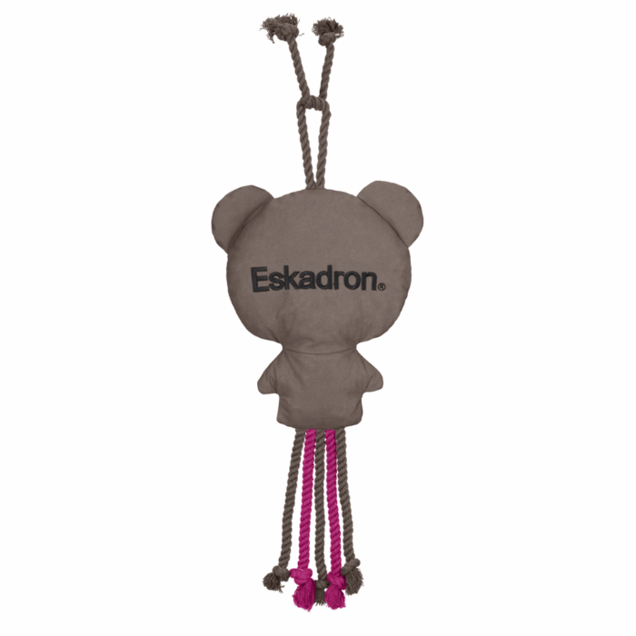 Back of a Panda horse toy with rope attachments and Eskadron branding against a white background. 