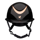 Shires Karben Alina Ellipse Wide Peak Riding Hat in Black with Rose Gold elements