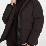 Expresso puffer jacket with brand logo on a white background