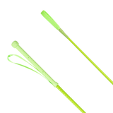 Lime green riding whip on a white backgound
