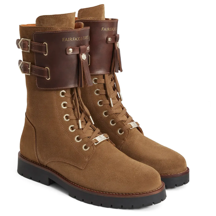 Fairfax & Favor Windsor Combat Boot in Tan Suede