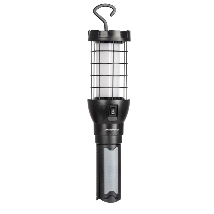 A black VIVI Technology bug trap light with a tripod base, featuring a wire cage body and a power switch on the front.