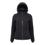 LeMieux AW26 Brooke 3 in 1 Waterproof Hybrid Jacket Varient Black. A black hooded jacket with a full front zipper, shown on a plain white background.