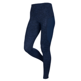 LeMieux AW26 Naomi Pull On Breeches variant colour printed navy blue . High-waisted athletic leggings with a subtle heathered texture and solid navy side panels, shown on a white background.