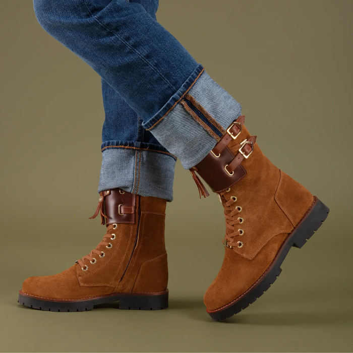 Fairfax & Favor Windsor Combat Boot in Tan Suede
