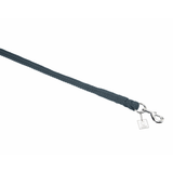 Green rope with metal clasp on white background