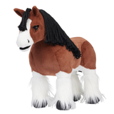 LeMieux AW26 Toy Pony Variant Colour Titan. A plush toy pony brown and white wirh black wool mane on white background. 