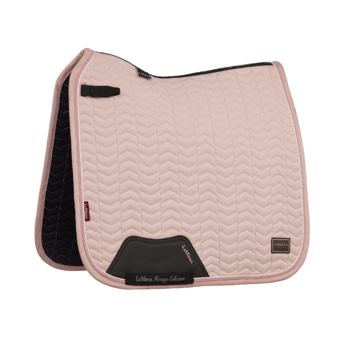 Pink dressage square with a small LeMieux logo in the corner, against a white background. 