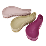 LeMieux AW26 Wizard Brush Trio Varient Wild Rose/Blackberry/ Willow. Three LeMieux brushes in dusty pink, beige, and magenta, arranged diagonally on a solid white background.