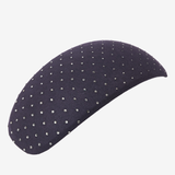 Lemieux Verv Panel Swaroski Variant Navy. Navy hat panel with crystals agaisnt a white background. 