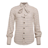 Plaid shirt with a bow collar on a white background