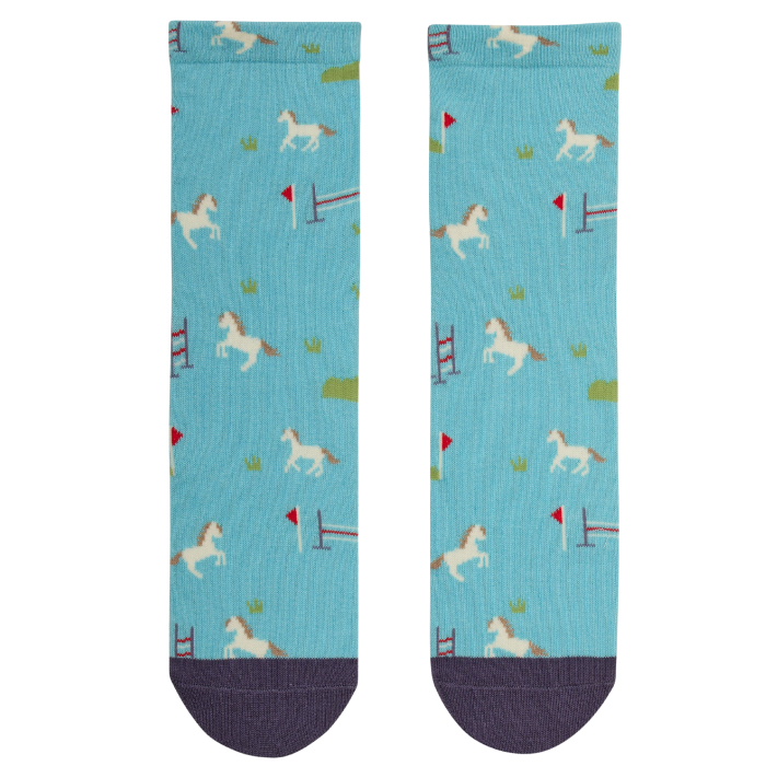 Pair of LeMieux Mini Character Socks - Spring/Summer 2025 with horse and jump print