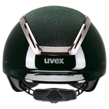 Black shiney riding helmet on white background 'Uvex'