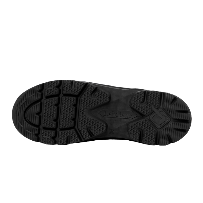 LeMieux AW26 Junior Bramshaw Welly Variant Colour Black. A tread of a wellington on white background.