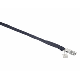Navy rope with metal clasp on white background