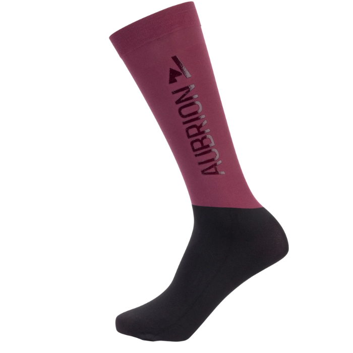 Shires Aubrion React Performance Sock in Mauve with Aubrion logo
