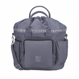 Grey luggage on white background