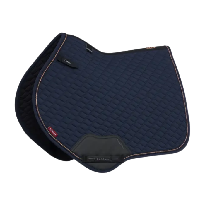Navy saddle pad on white background