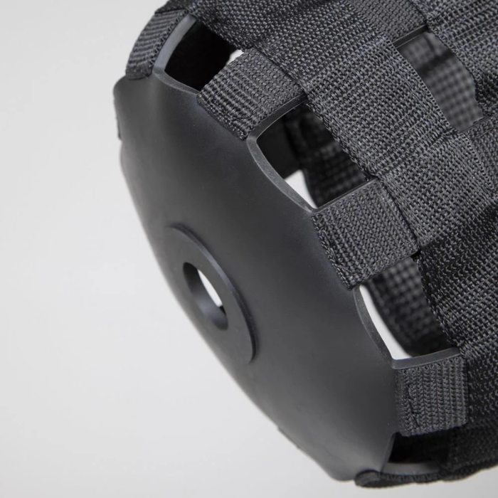 Black horse muzzle on a light gray background