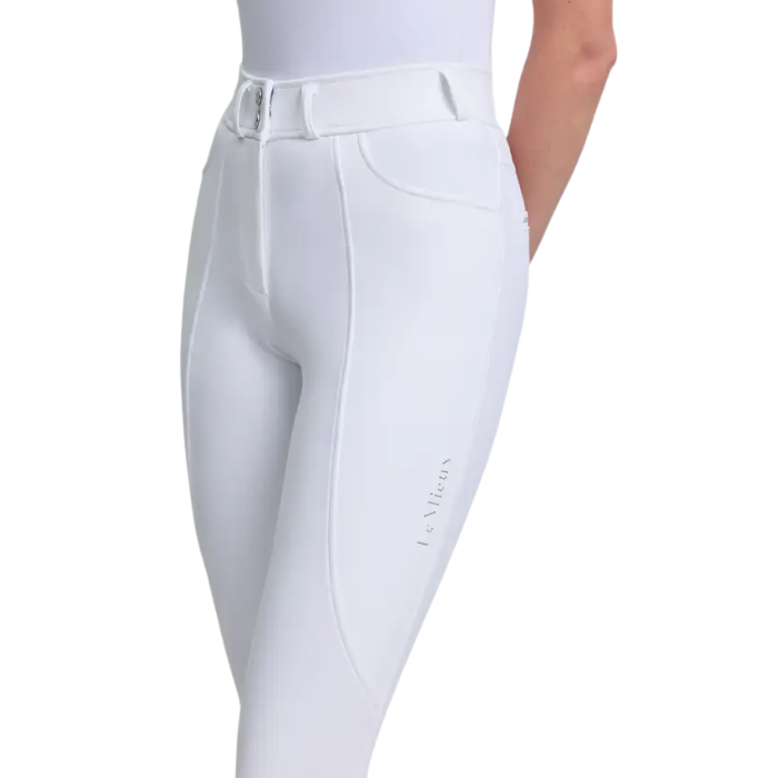 White riding pants with a visible brand logo on a white background