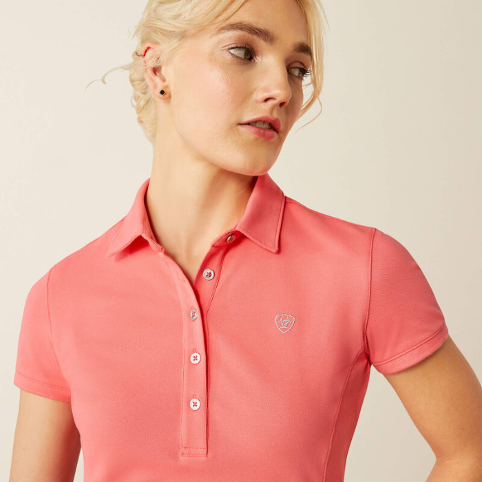Ariat Womens Prix 3.0 Short Sleeve Polo in Coral Paradise