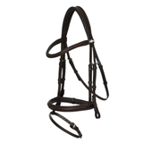 Brown horse bridle on a light gray background