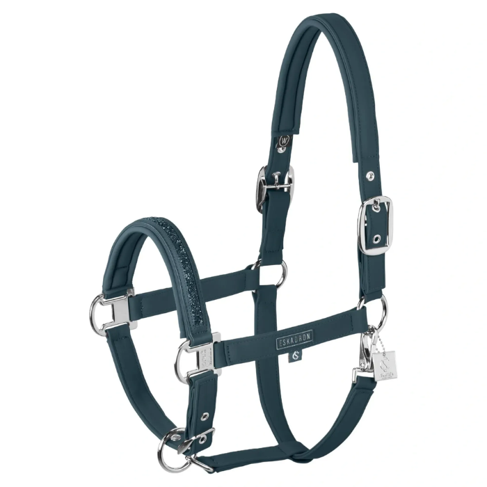 Green horse halter on white background