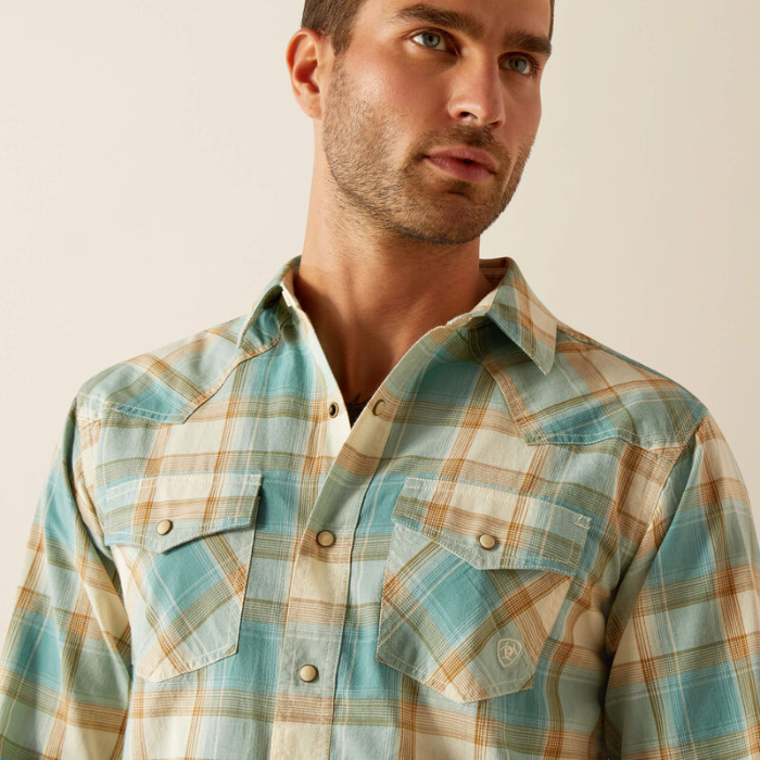 Ariat Mens Hardin Retro Western Shirt in Turquoise