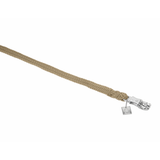 beige rope with metal clasp on white background
