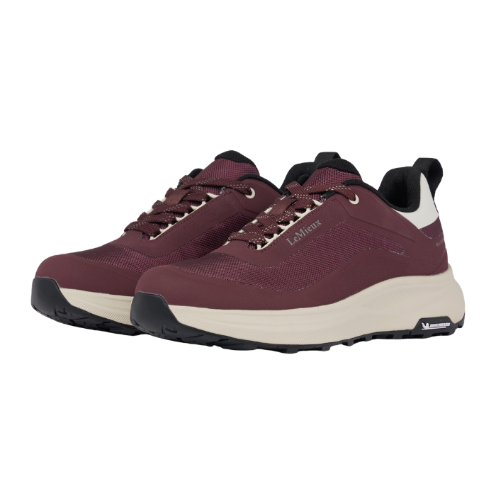 LeMieux AW26 Kanta Waterproof Trainers Variant Colour Bramble. 
A pair of trainers in bramble colour with beige trim on white background.