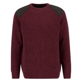 Red Barbour jumper with dark shoulders on a white background